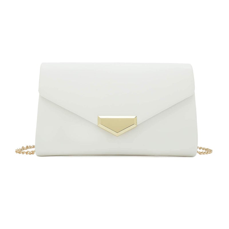 CHARMING TAILOR PU Clutch Purse for Women Evening Bag Chic Clutch Handbag for Special-occasion (White) - Image 1